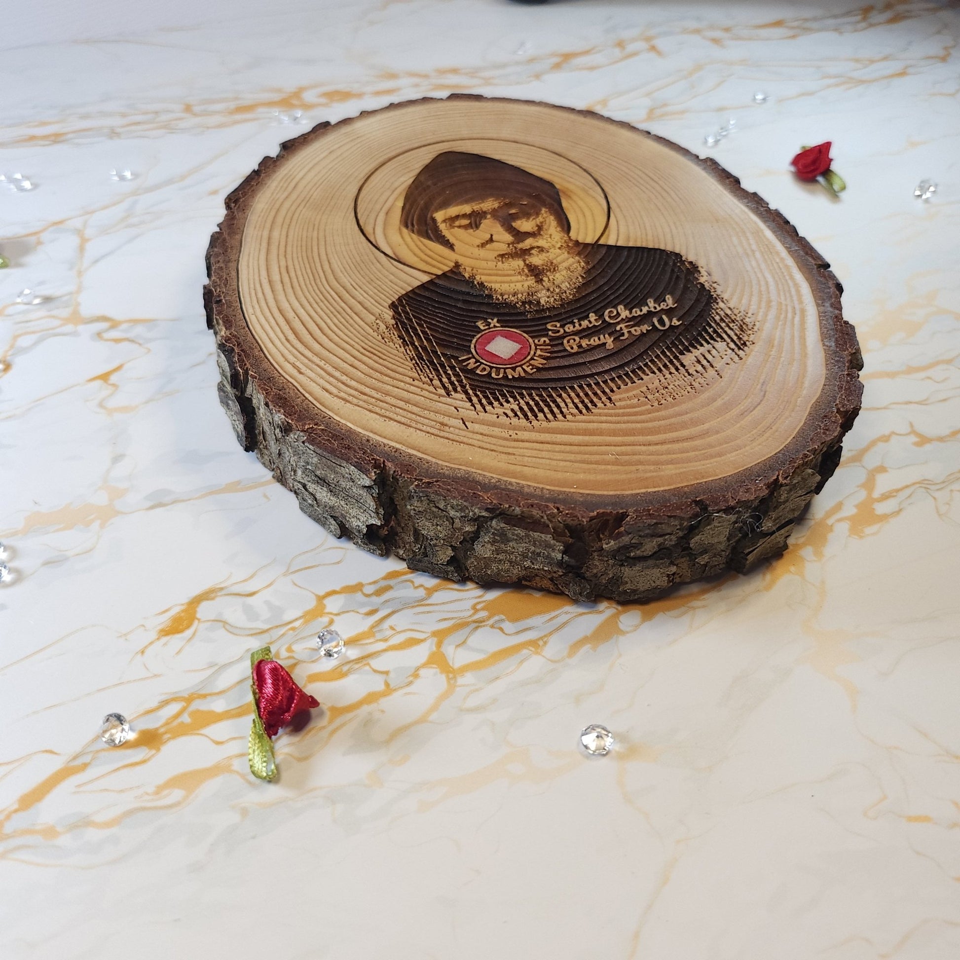 Saint Charbel, Cedar of Lebanon Box (Ex Indumentis) - Our Lady of Gifts
