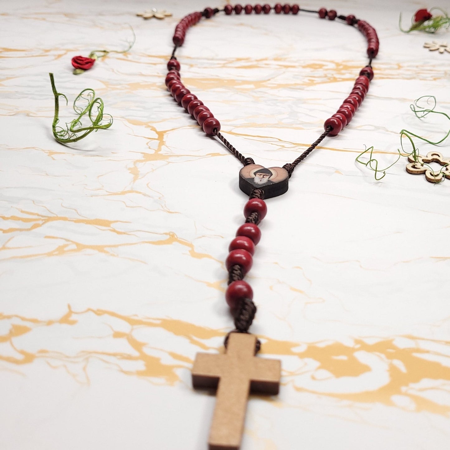 Saint Charbel Christmas box with eternal rose - Our Lady of Gifts