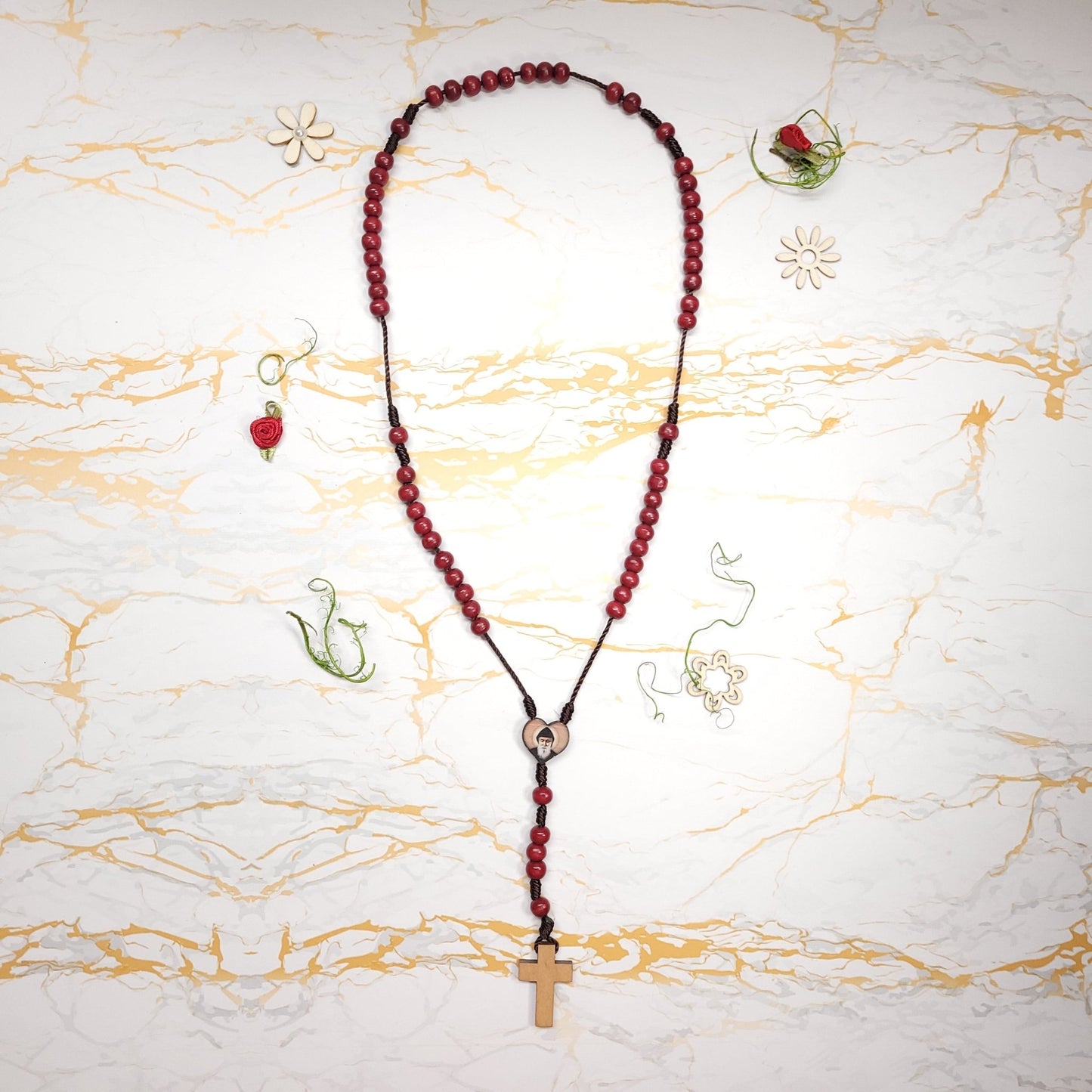 Saint Charbel Christmas box with eternal rose - Our Lady of Gifts