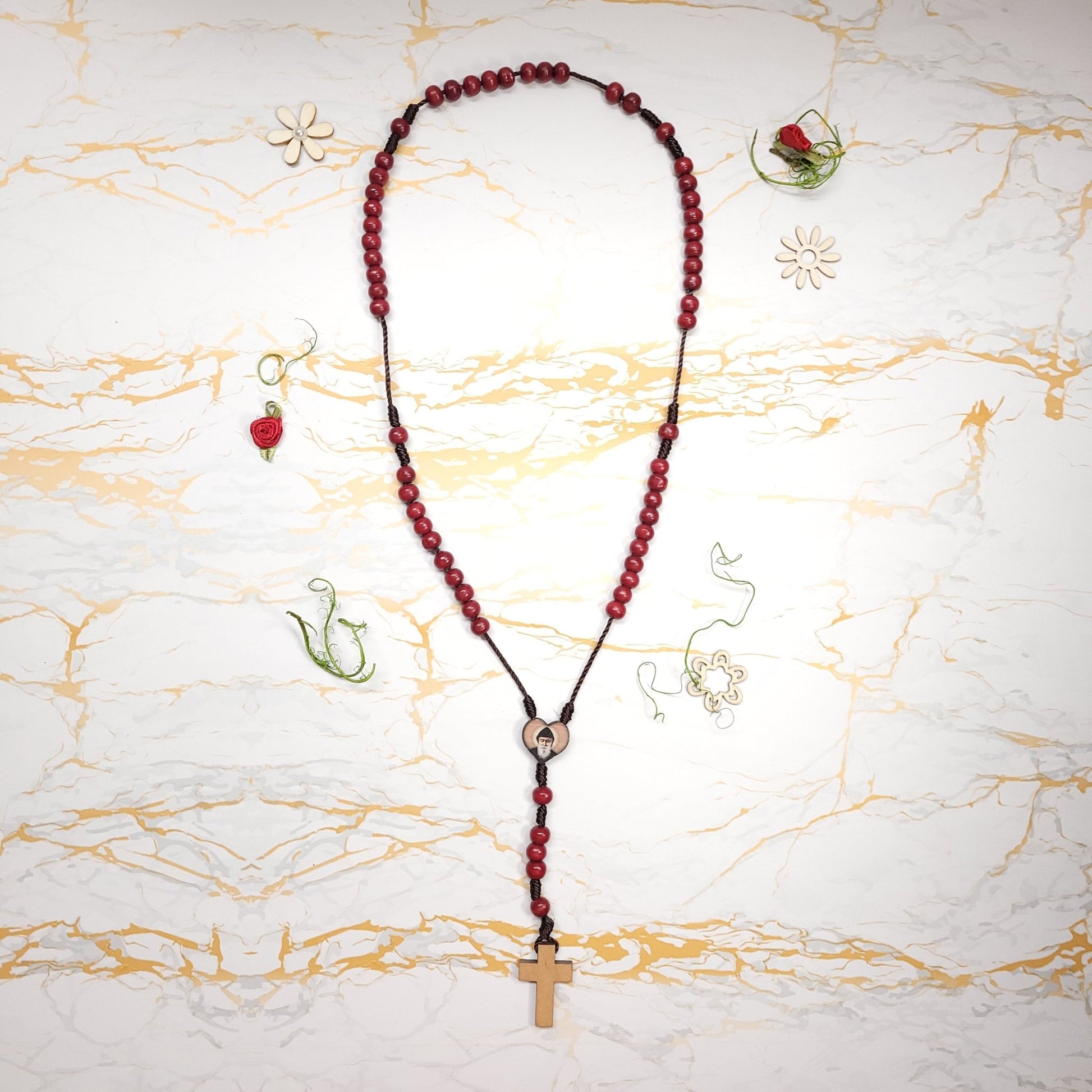 Saint Charbel Christmas box with eternal rose - Our Lady of Gifts