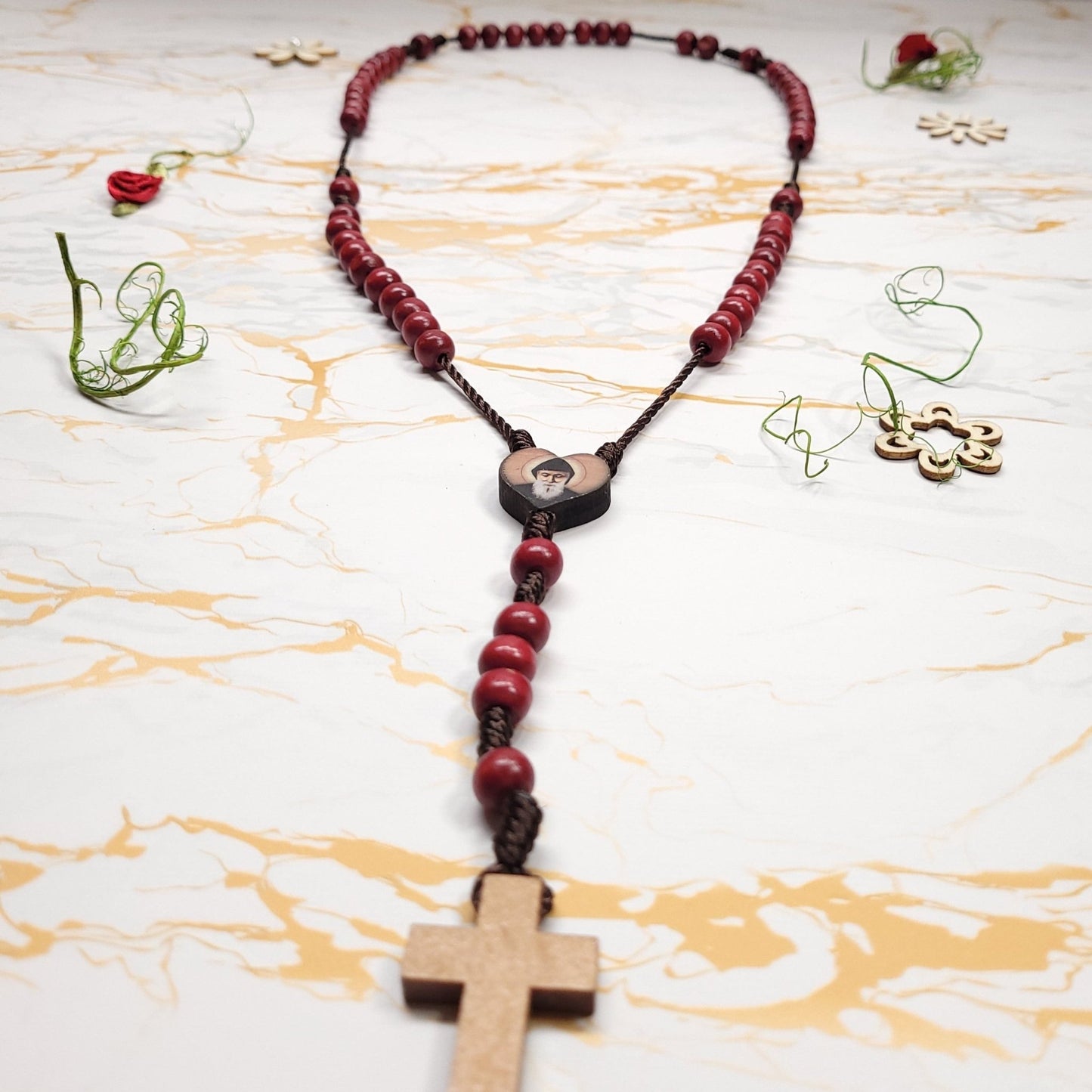 Saint Charbel Christmas box with eternal rose - Our Lady of Gifts