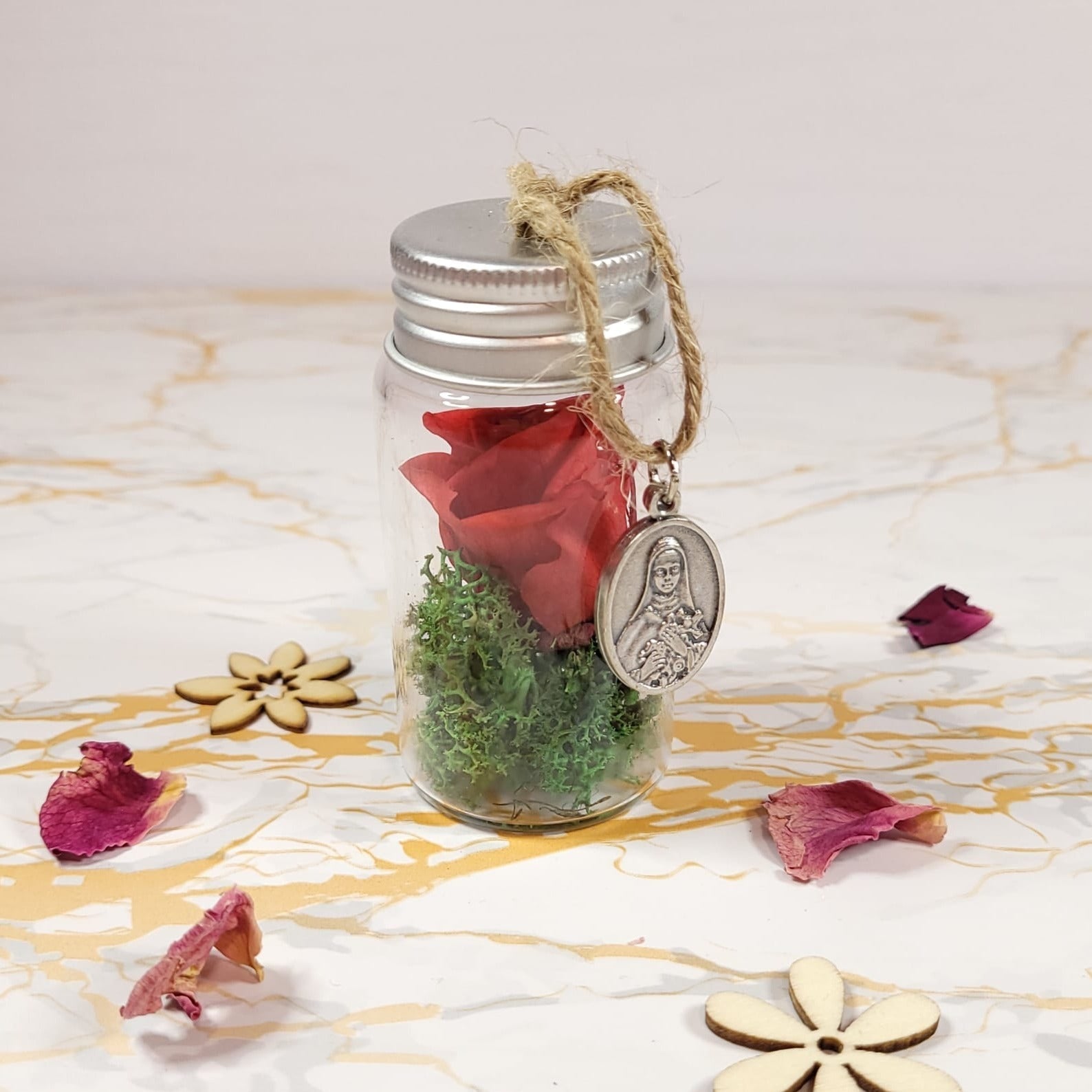 Saint Therese de Lisieux Set - relic oil, rose incense, rose medal, rosary and relic card - Our Lady of Gifts