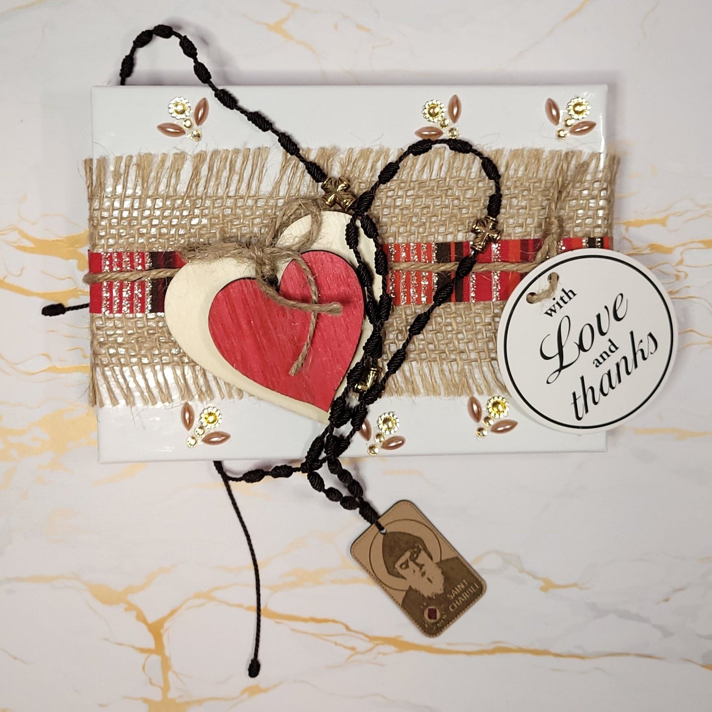 Saint Charbel Gift Box (Relic Chaplet) - Saint Valentine's Day Theme - Our Lady of Gifts