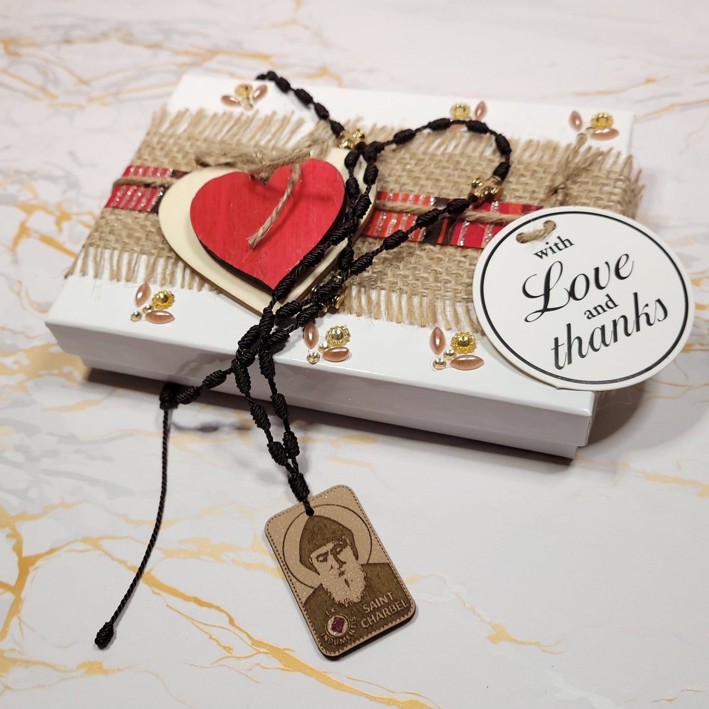 Saint Charbel Gift Box (Relic Chaplet) - Saint Valentine's Day Theme - Our Lady of Gifts