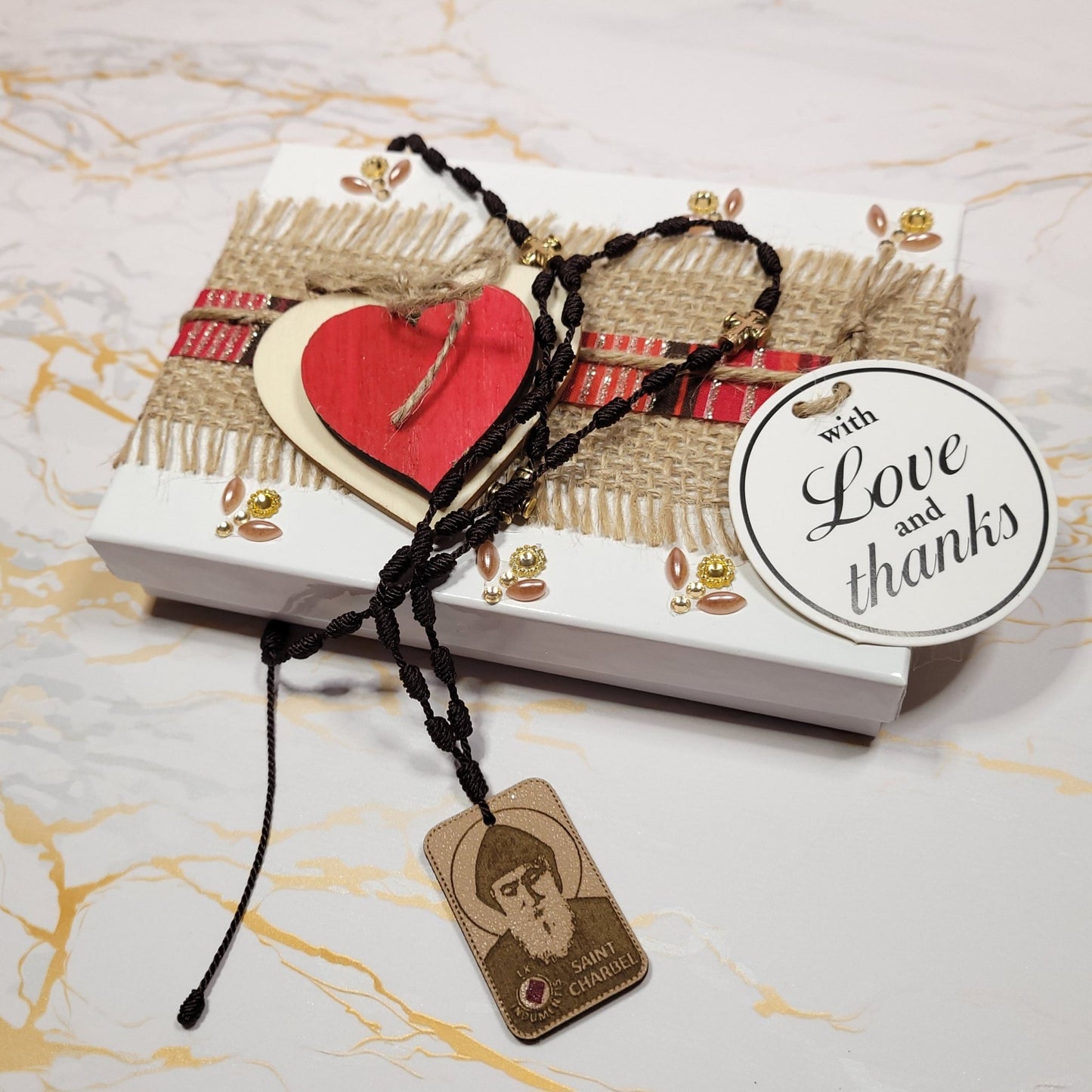Saint Charbel Gift Box (Relic Chaplet) - Saint Valentine's Day Theme - Our Lady of Gifts