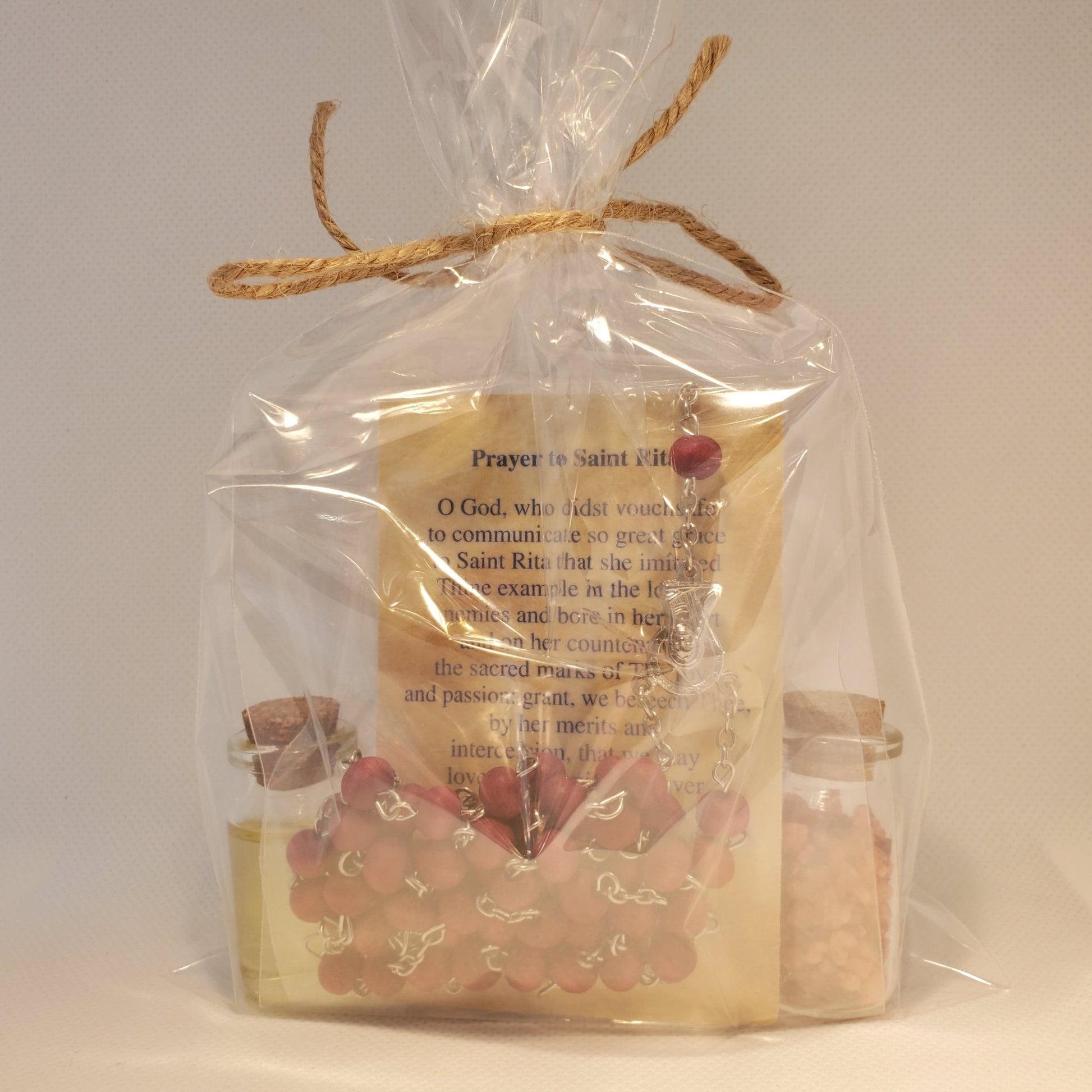 Saint Rita set of oil, water, rose incense, roses and relic card - Our Lady of Gifts
