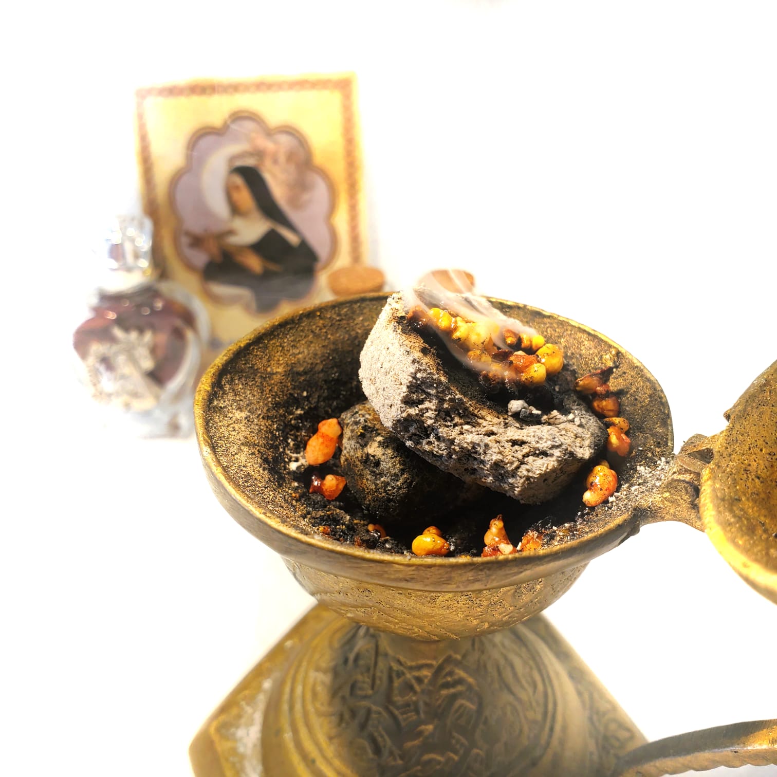 Saint Rita set of oil, water, rose incense, roses and relic card - Our Lady of Gifts