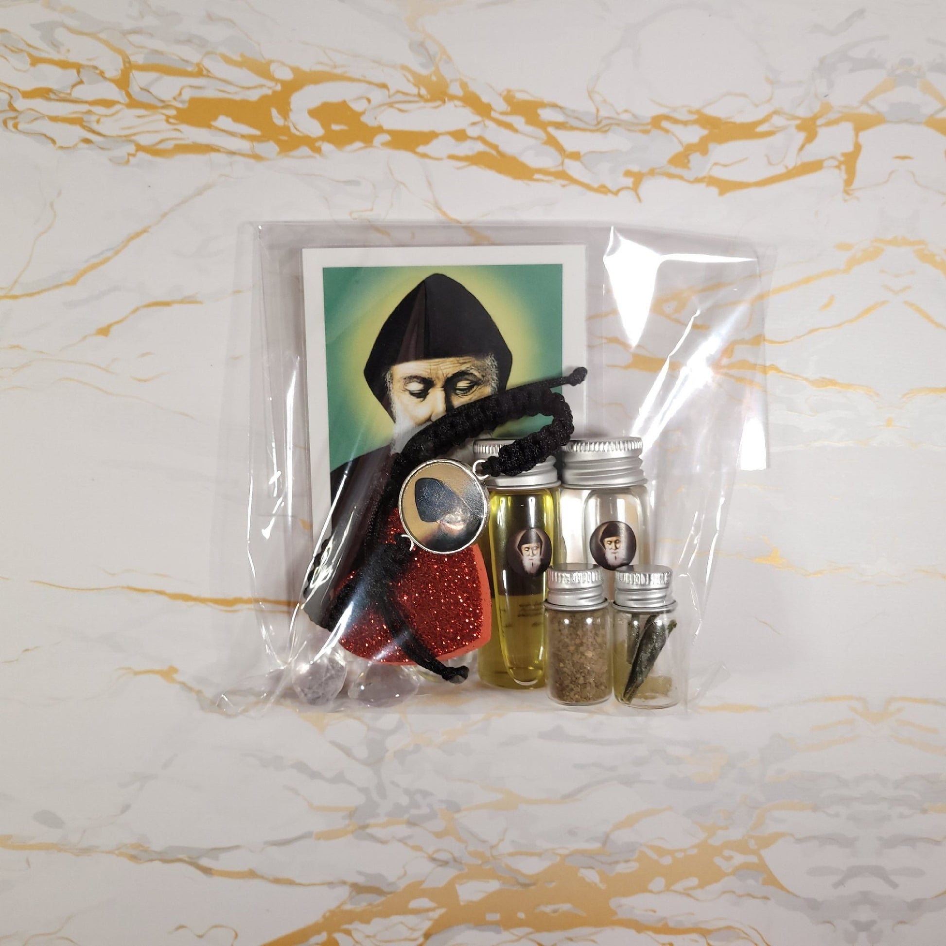 St Valentine's Day - Set of Saint Charbel with Eternal Roses - Our Lady of Gifts