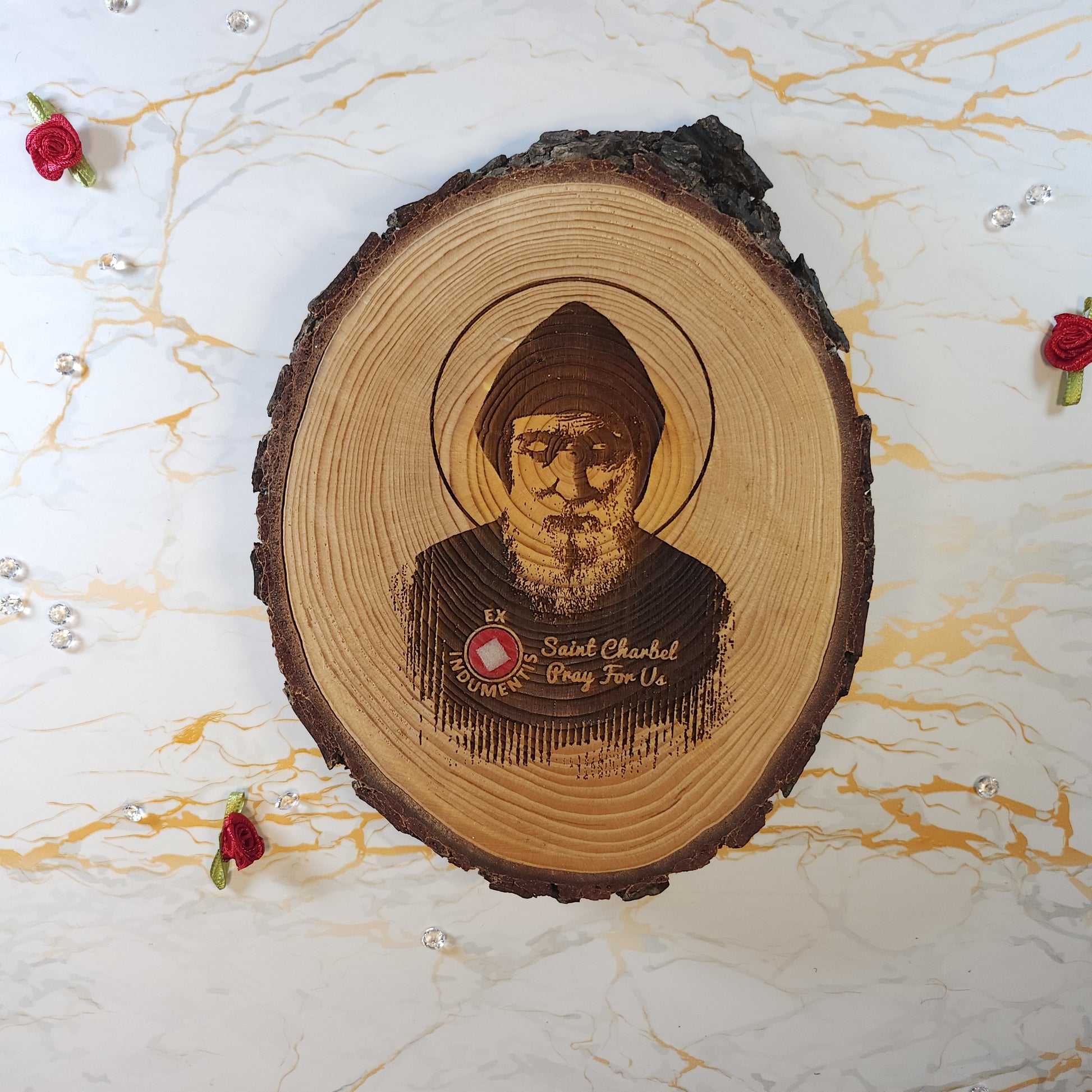 Saint Charbel, Cedar of Lebanon Box (Ex Indumentis) - Our Lady of Gifts