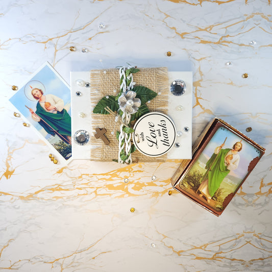 Saint Jude Box (3rd class relic cards and relic oil) - Our Lady of Gifts