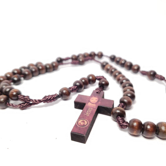 Saint Charbel & Jesus wood rosary - Our Lady of Gifts 