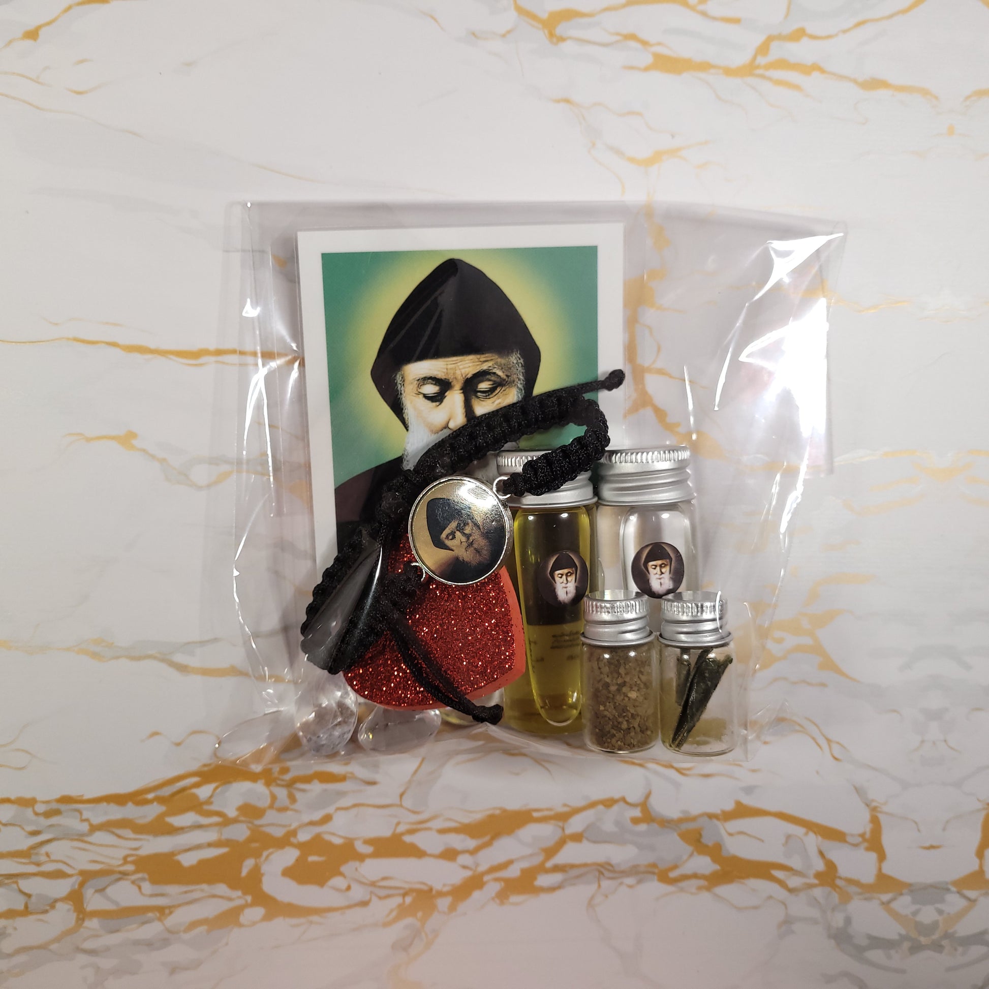 St Valentine's Day - Set of Saint Charbel with Eternal Roses - Our Lady of Gifts